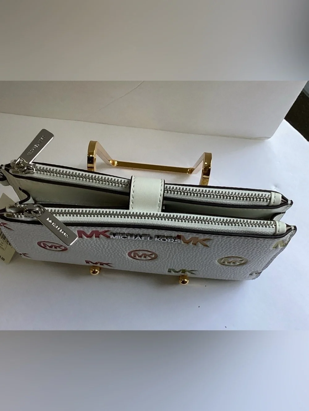 Michael Kors NWT White Multicolor MK Logo Wristlet/Wallet